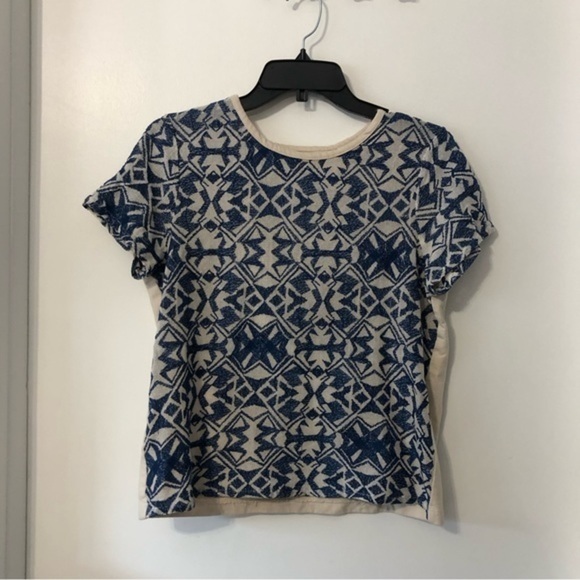 Maje Geo‎ Crewneck Short Sleeve Blouse 4 - Picture 1 of 5